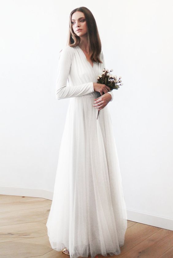 long dresses with sleeves for women wedding dress